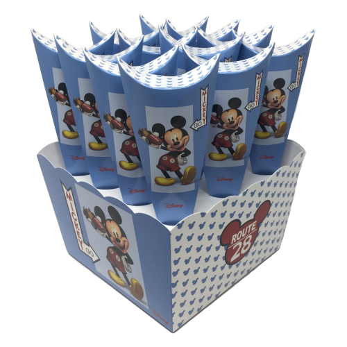 Contenitore portaconi + 12 bomboniere cono Mickey Go Disney Topolino per feste - 68181+16921+68172